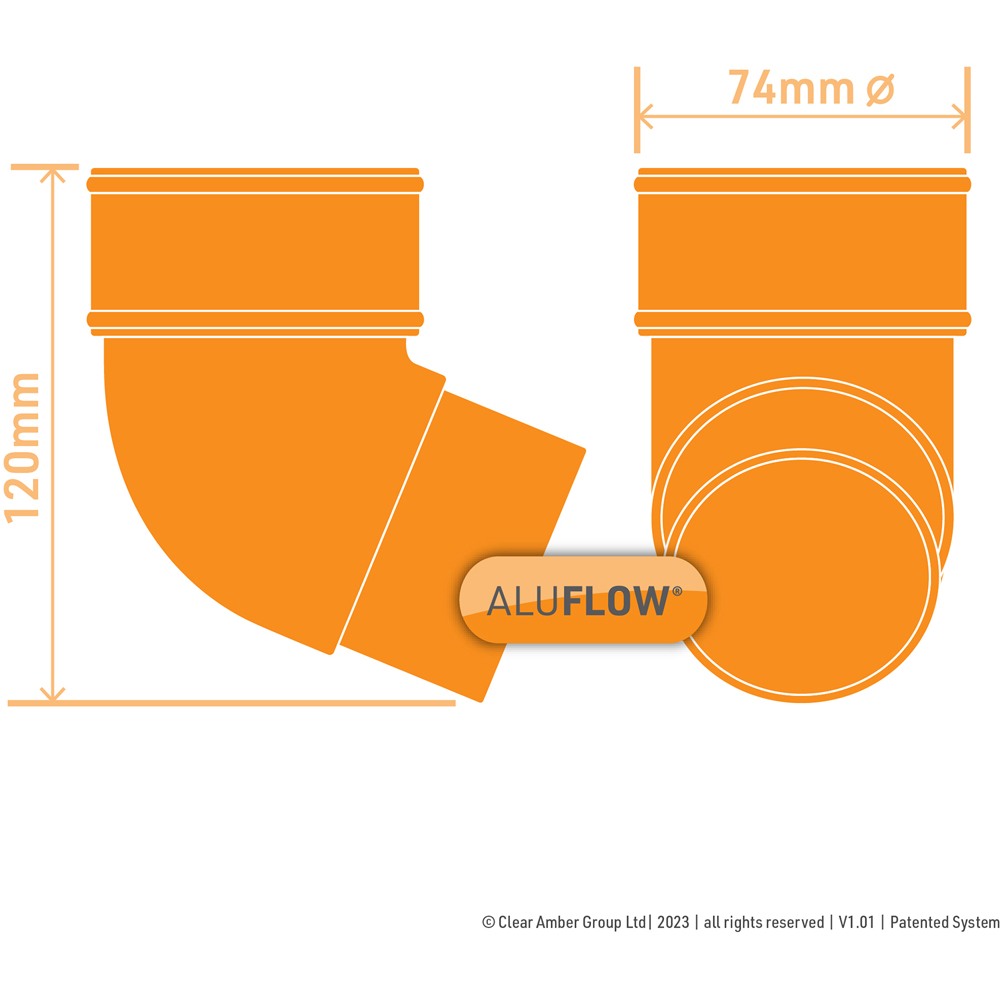 Aluflow Grey 112 Degrees Downpipe Offset Bend Image 4