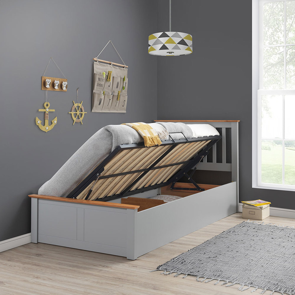 Francis Single Grey Wooden Ottoman Bed Image 2
