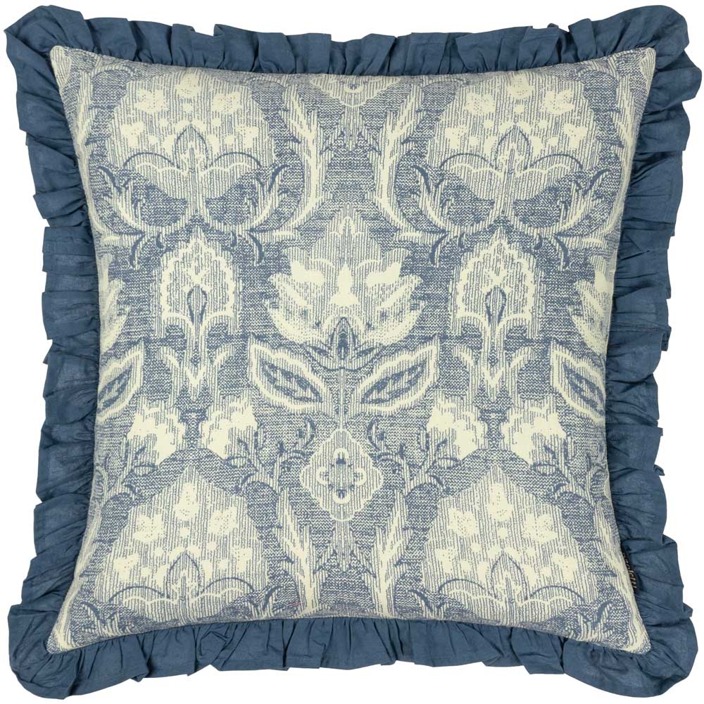 Paoletti Kirkton French Blue Floral Pleated Cushion Image 1