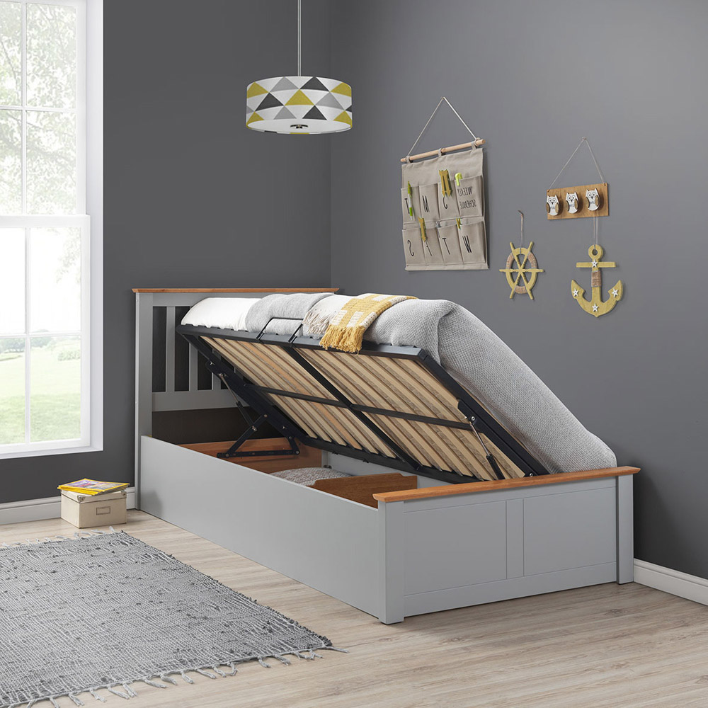Francis Single Grey Wooden Ottoman Bed Image 4