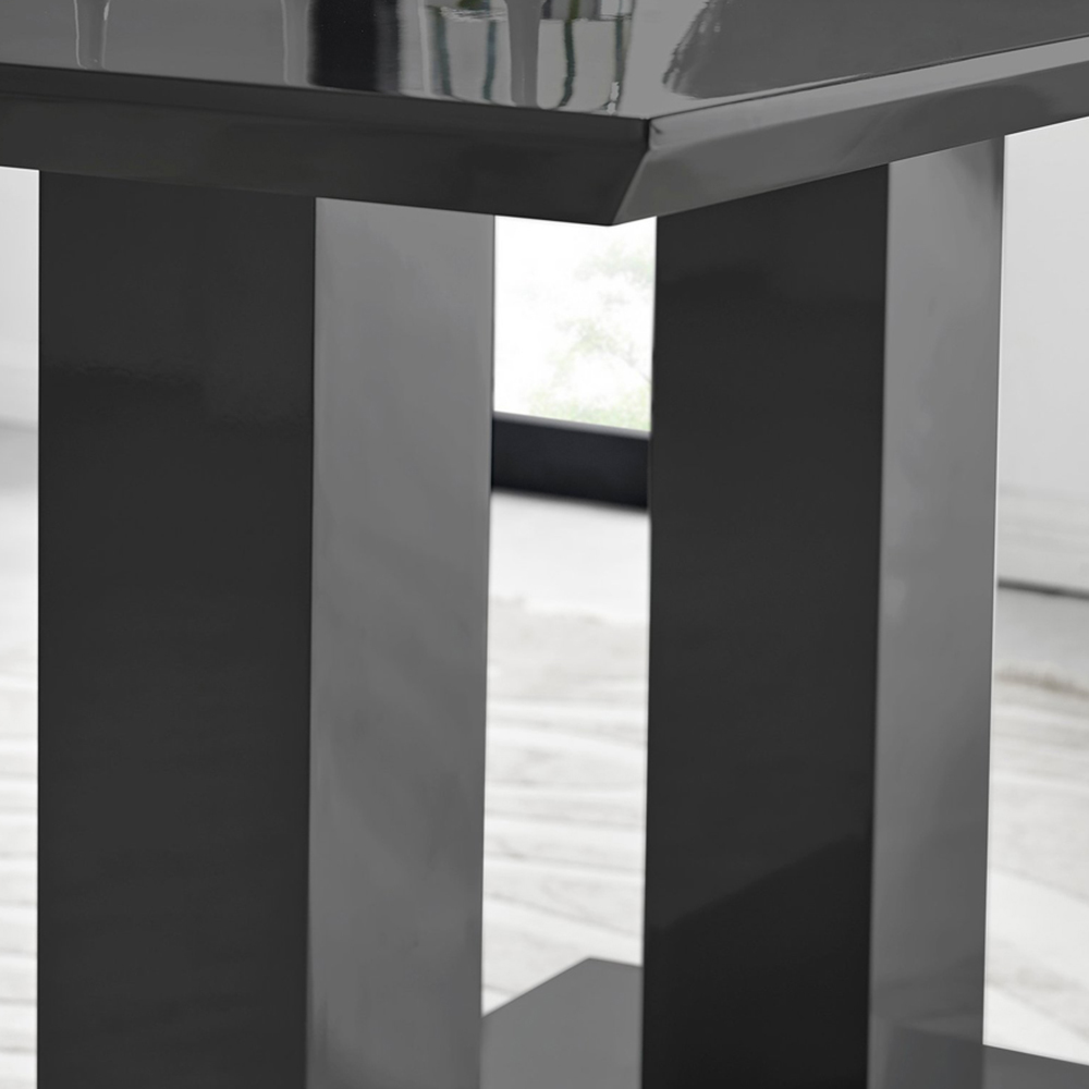 Furniturebox Molini Valera 6 Seater Dining Set Black High Gloss and Black Image 6