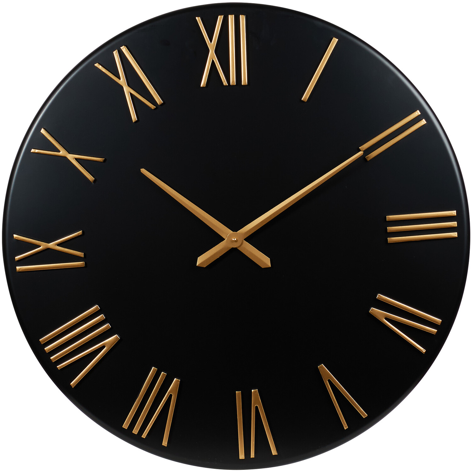 Black and Gold Roman Numeral Wall Clock Image 1