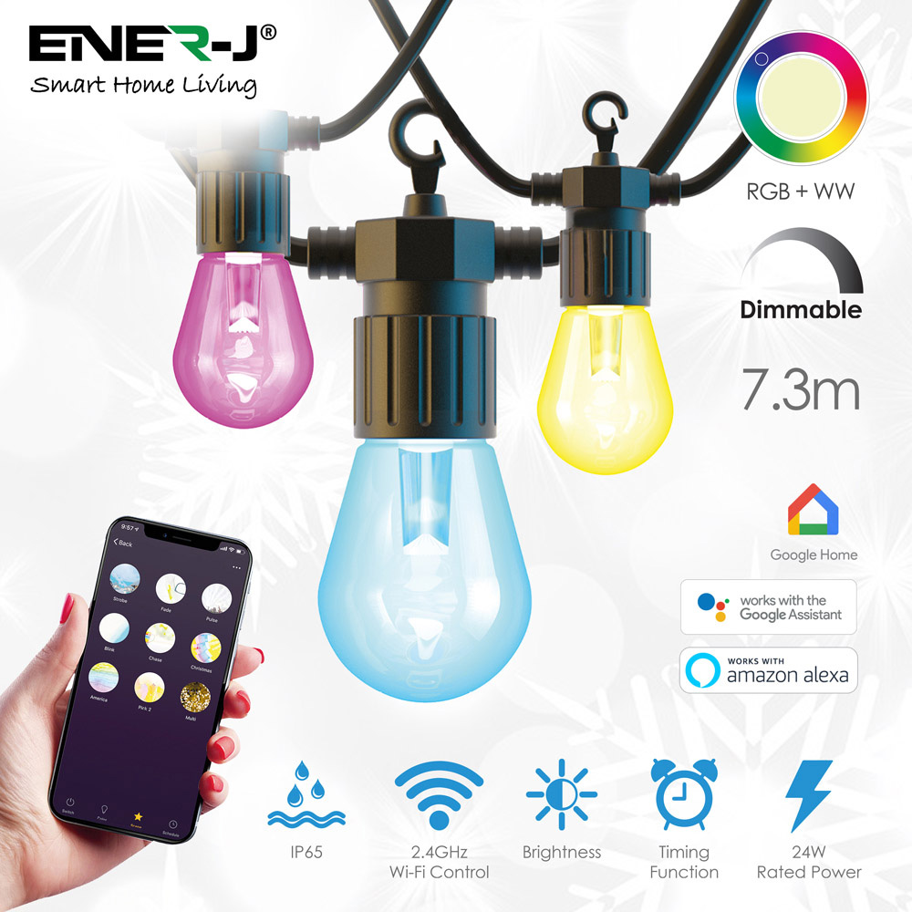 ENER-J Smart Wi-Fi Outdoor LED String Light Kit Image 3