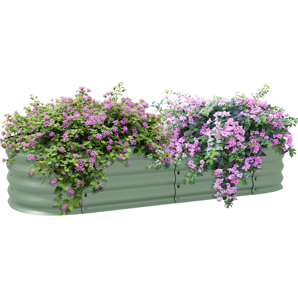 Outsunny Green Galvanised Raised Garden Bed Planter Box with Safety Edging Image 1