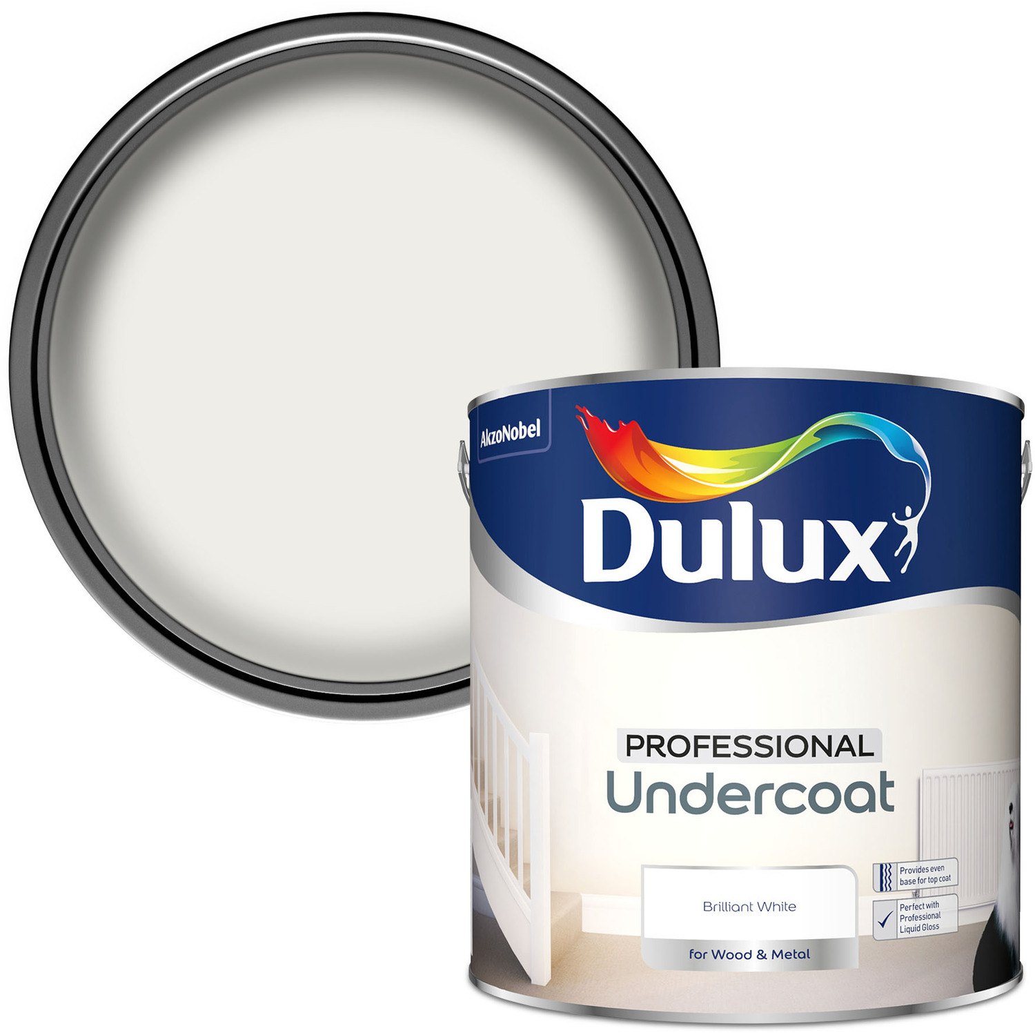 Dulux Professional Wood and Metal Pure Brilliant White Undercoat 750ml Image 1