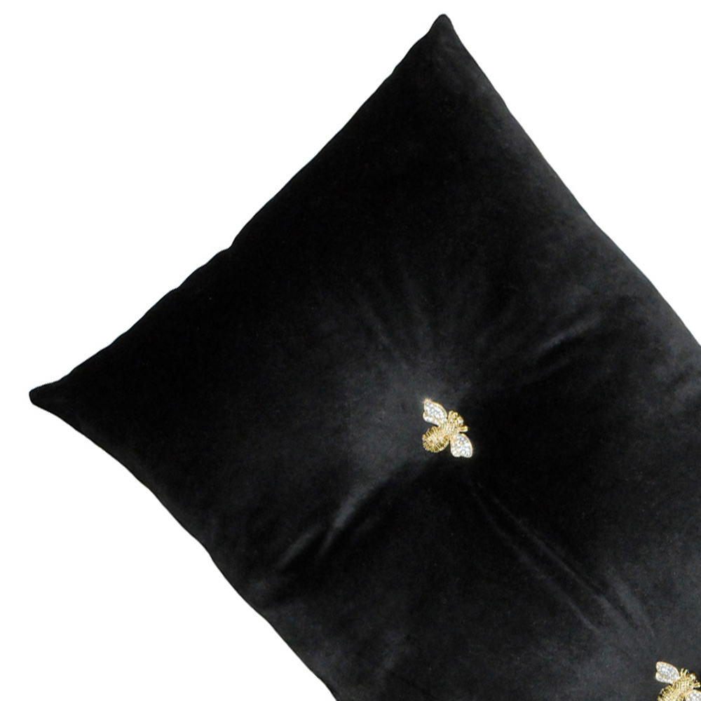 Paoletti Bumble Bee Black Velvet Cushion Image 2
