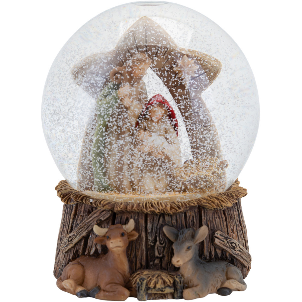 The Christmas Gift Co Brown Nativity Scene Waterball 10cm Image 2