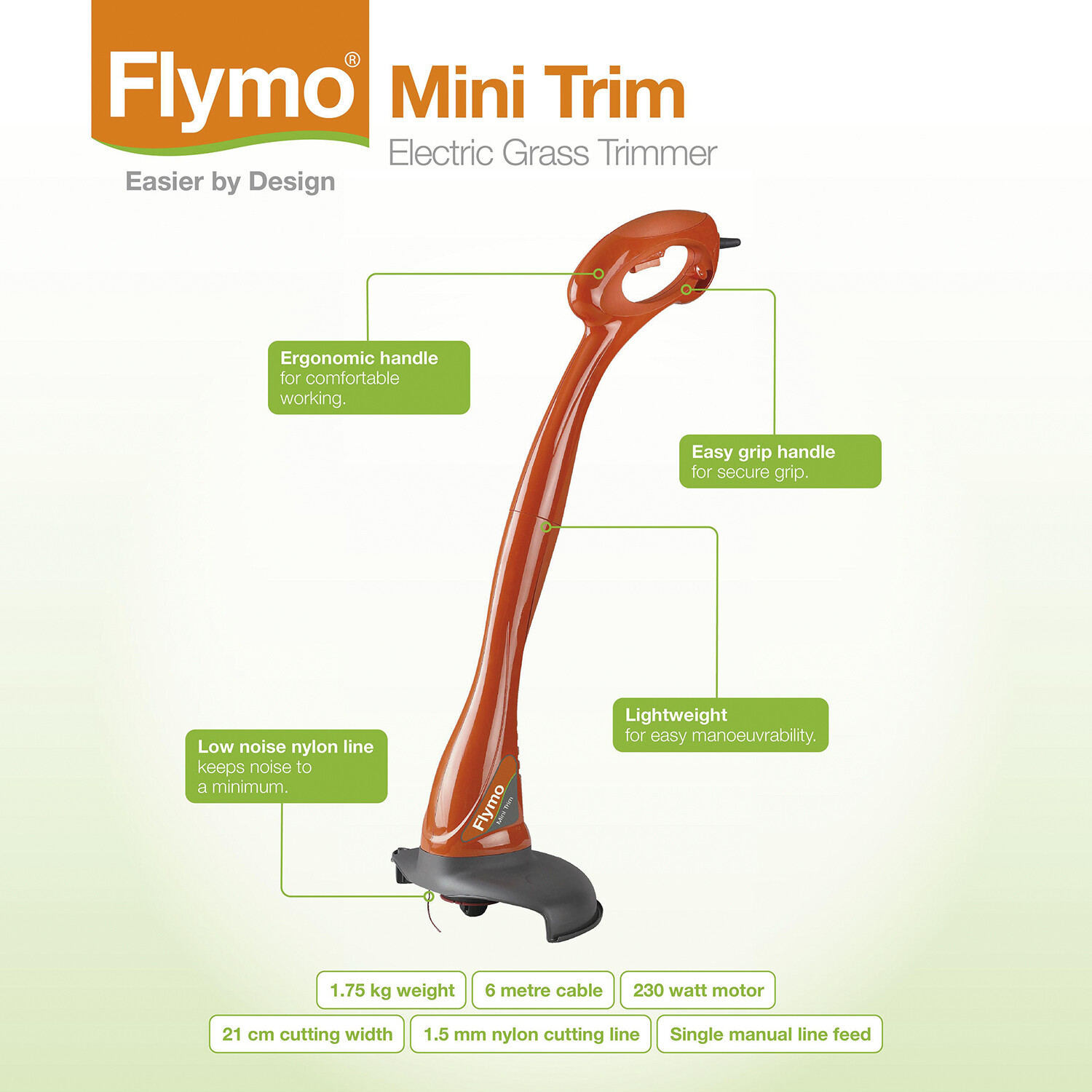 Flymo Red Mini Trim Electric Grass Trimmer Image 3