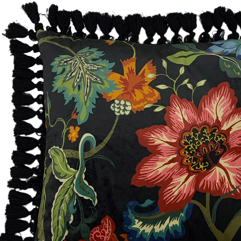 Paoletti Botanist Black Floral Cushion Image 2