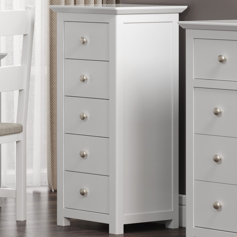 Core Products Nairn 5 Drawer White Narrow Chest of Drawers Image 1