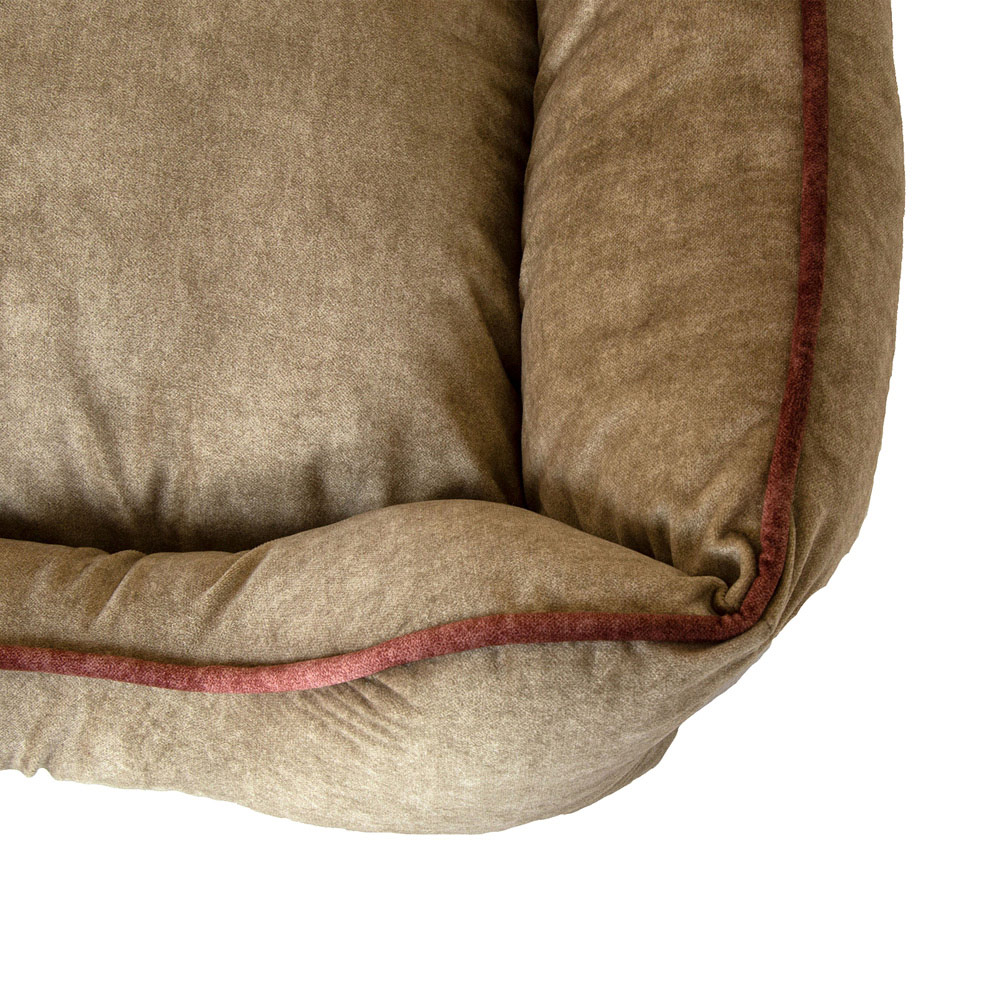 Charles Bentley Small Taupe Pet Bed with Pink Trim Image 4