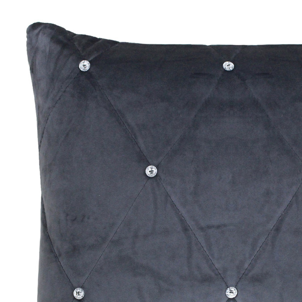 Paoletti New Diamante Pewter Quilted Cushion Image 2