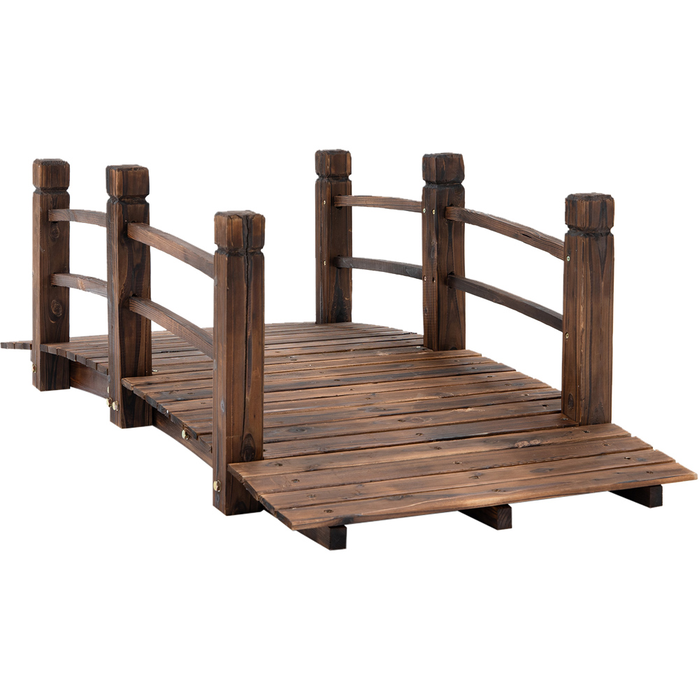 Outsunny Wooden Lawn Decor Stained Finish Arc Garden Bridge Image 1