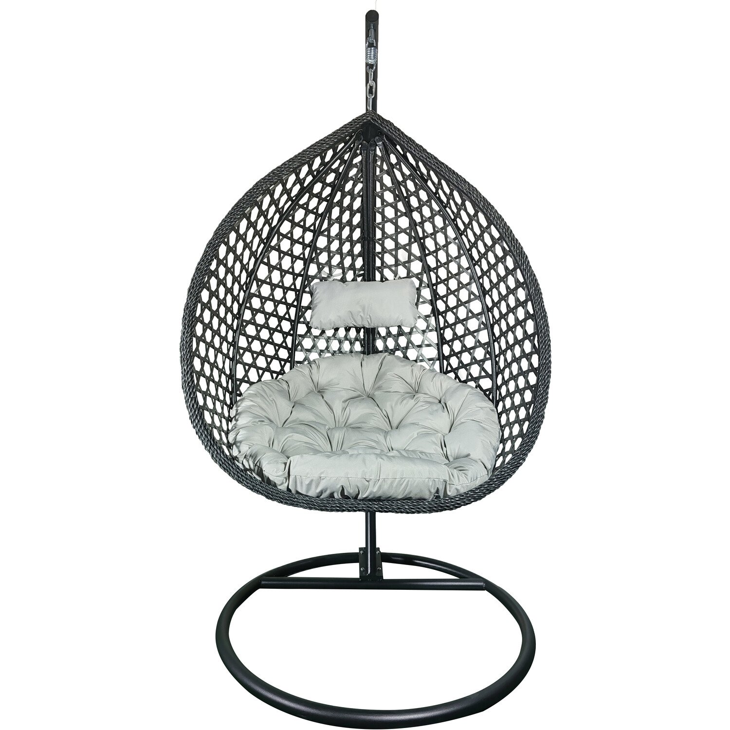 Elena Foldable Rattan Hanging Chair - Grey Image 1