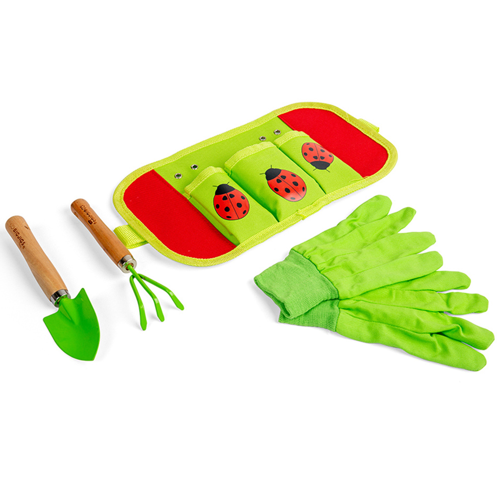Bigjigs Toys Kids Green 7 Piece Gardening Starter Pack Image 2