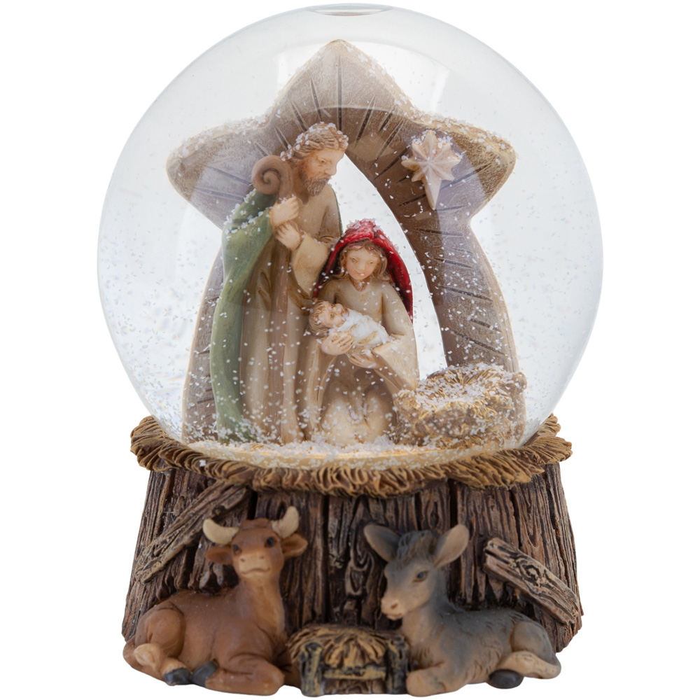 The Christmas Gift Co Brown Nativity Scene Waterball 10cm Image 1