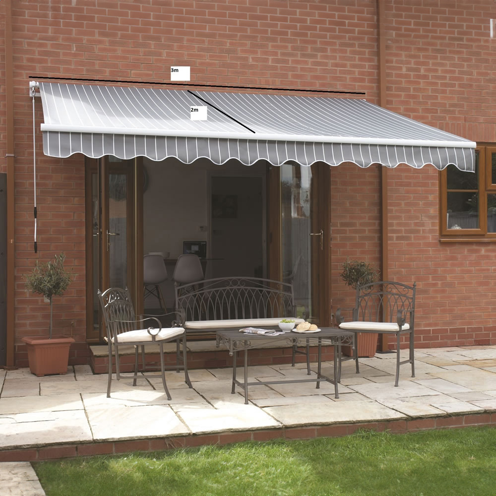 Berkeley Grey and White Stripe Easy Fit Awning 2 x 3m Image 1