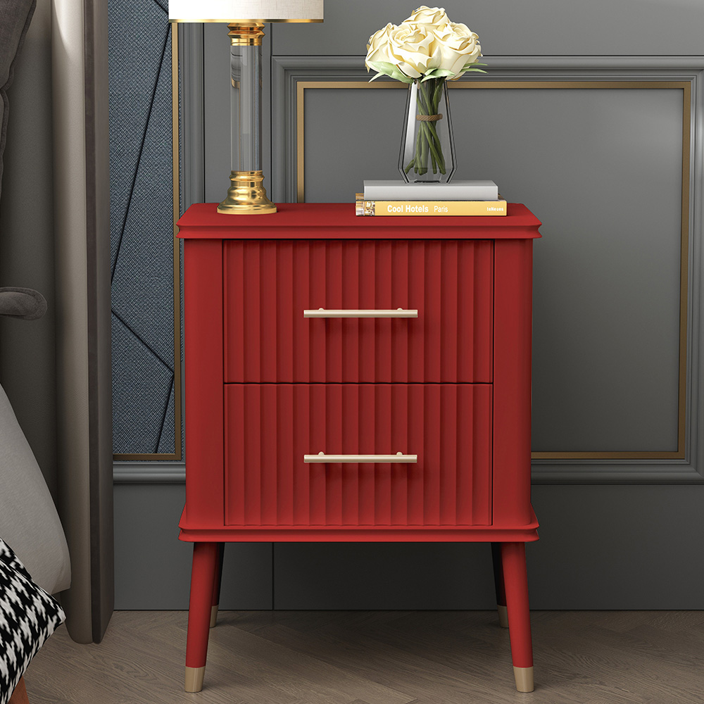 Cozzano 2 Drawer Red Bedside Table Image 1