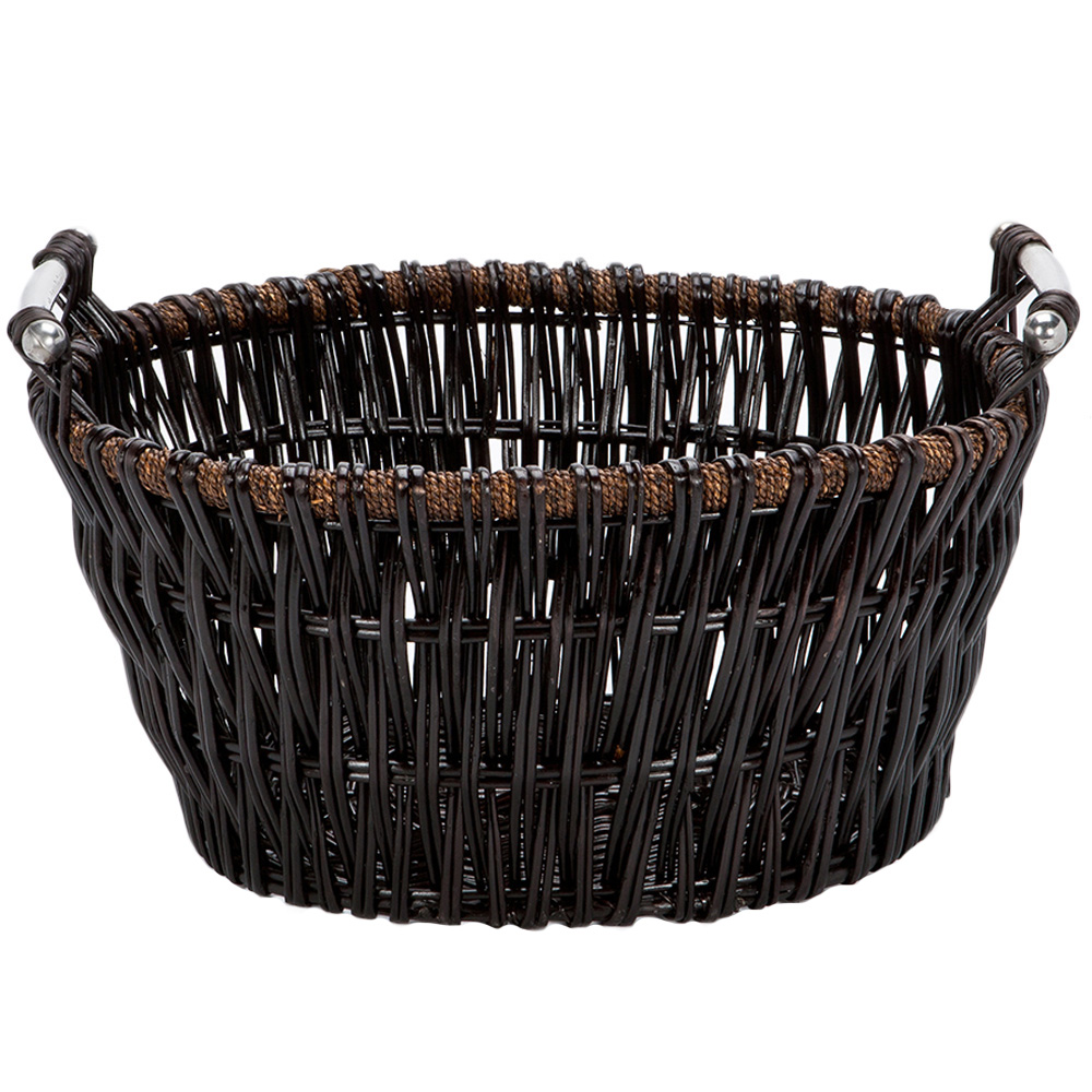 Inglenook Fireside Wicker Oval Log Basket with Chrome Handles Image 1