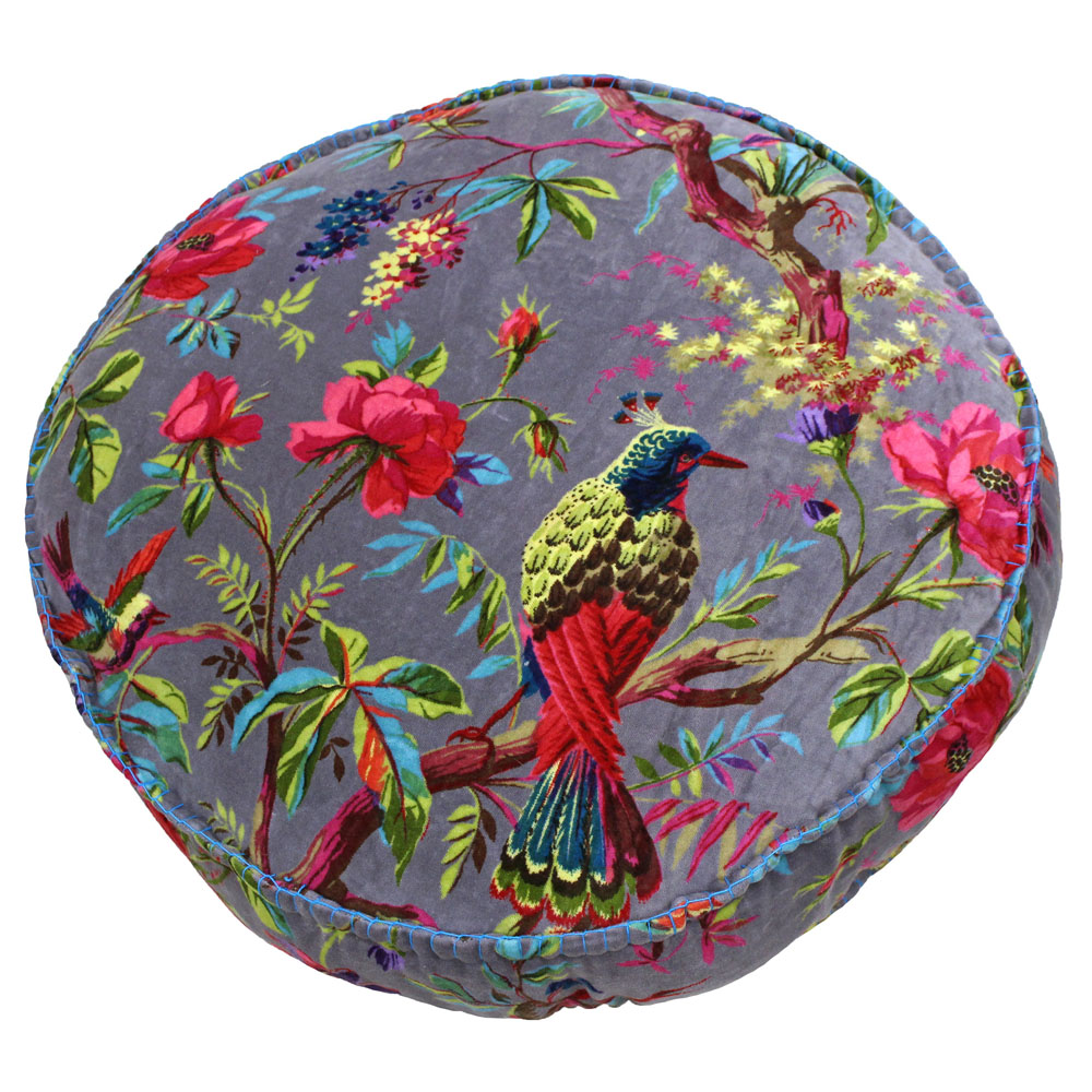 Paoletti Paradise Mink Velvet Round Cushion Image 1