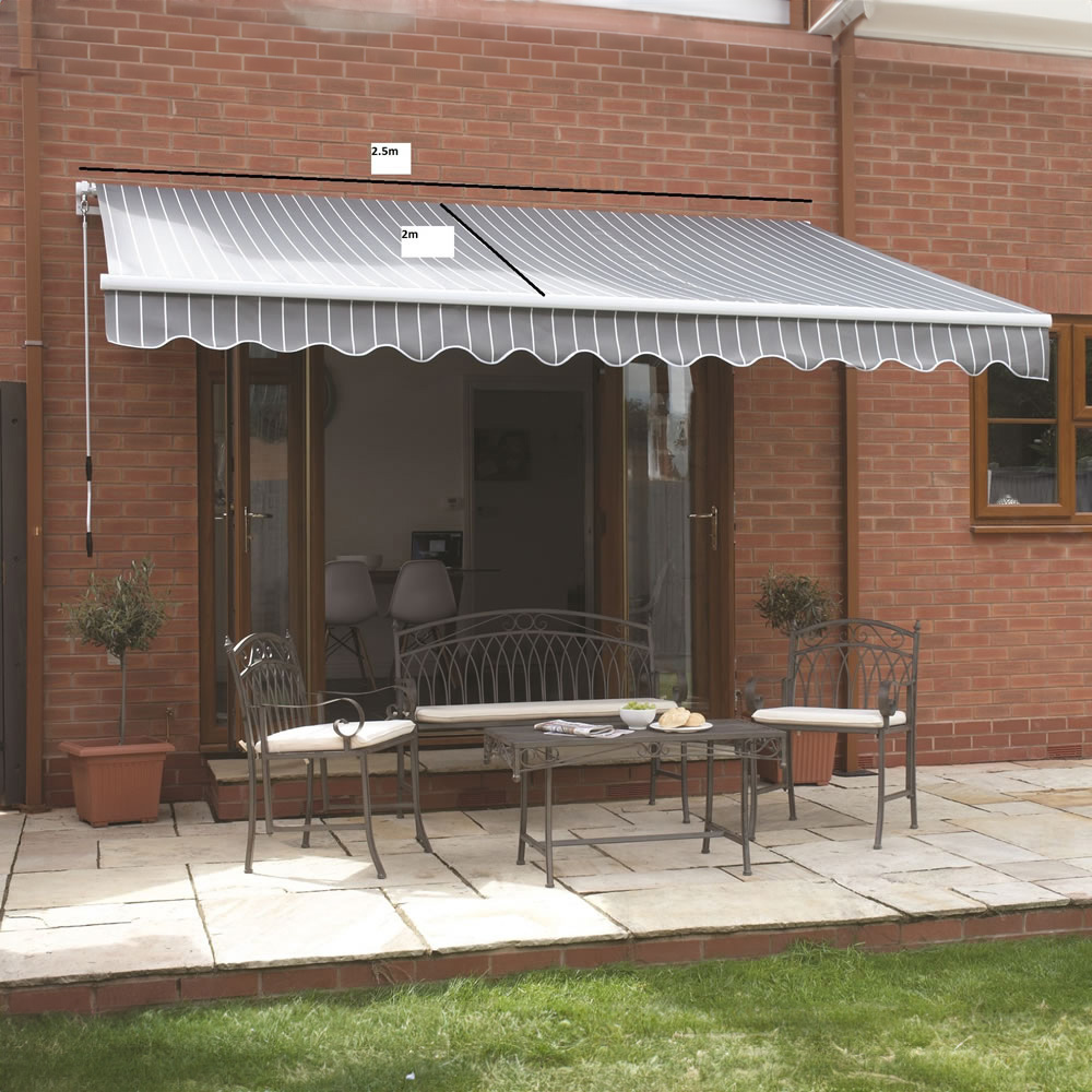 Berkeley Grey and White Stripe Easy Fit Awning 2 x 2.5m Image 1