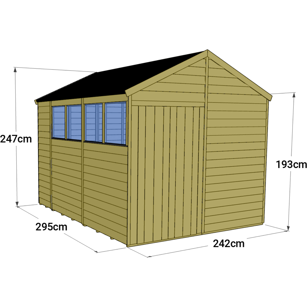 StoreMore 10 x 8ft Double Door Tongue and Groove Apex Shed with Window Image 4