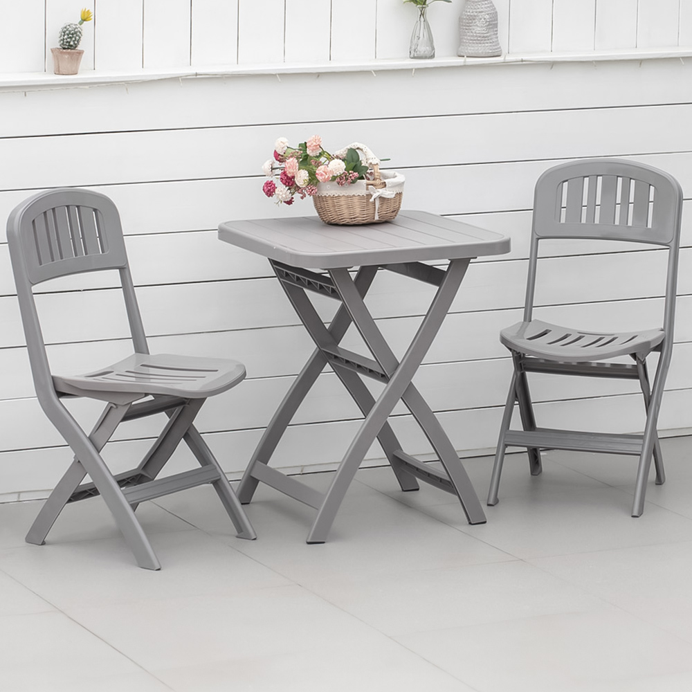 Outsunny 2 Seater Curved Foldable Bistro Set Grey Image 1