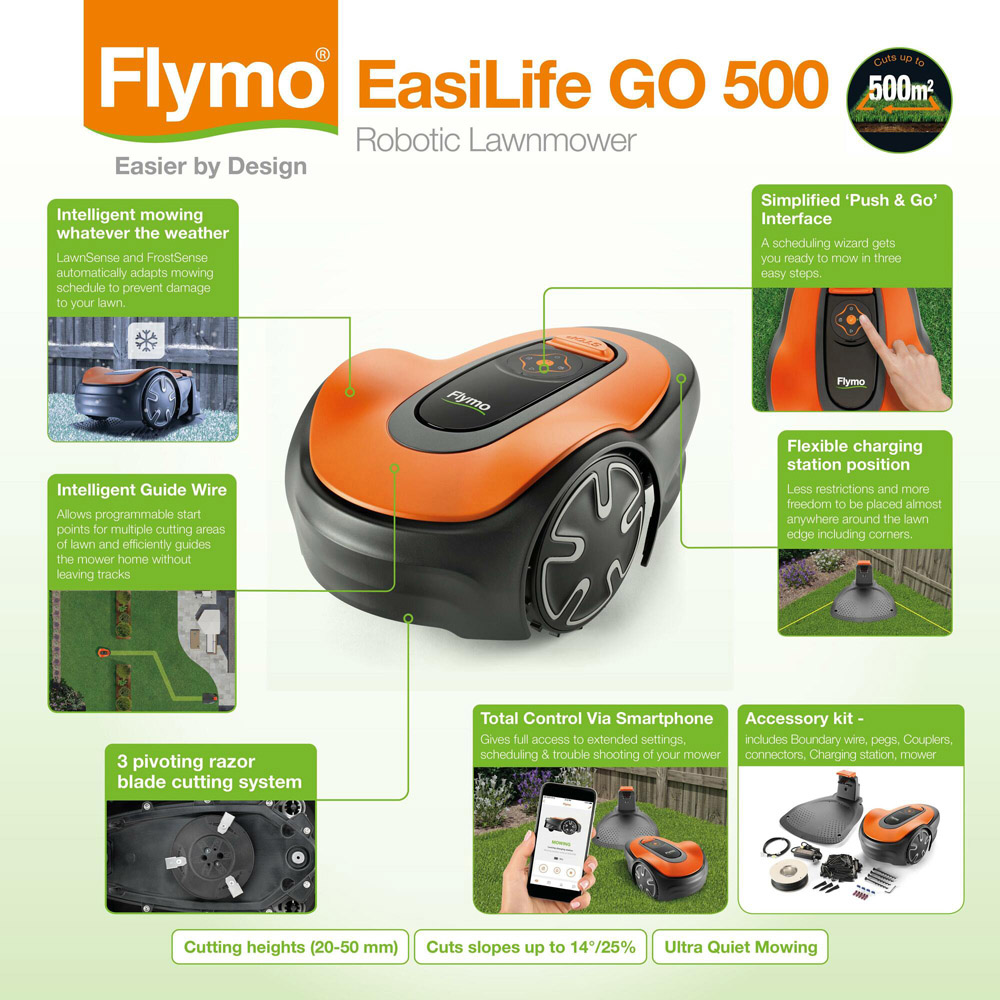 Flymo EasiLife Go 500 9704632-01 20W Self Propelled 16cm Robotic Lawn Mower Image 9