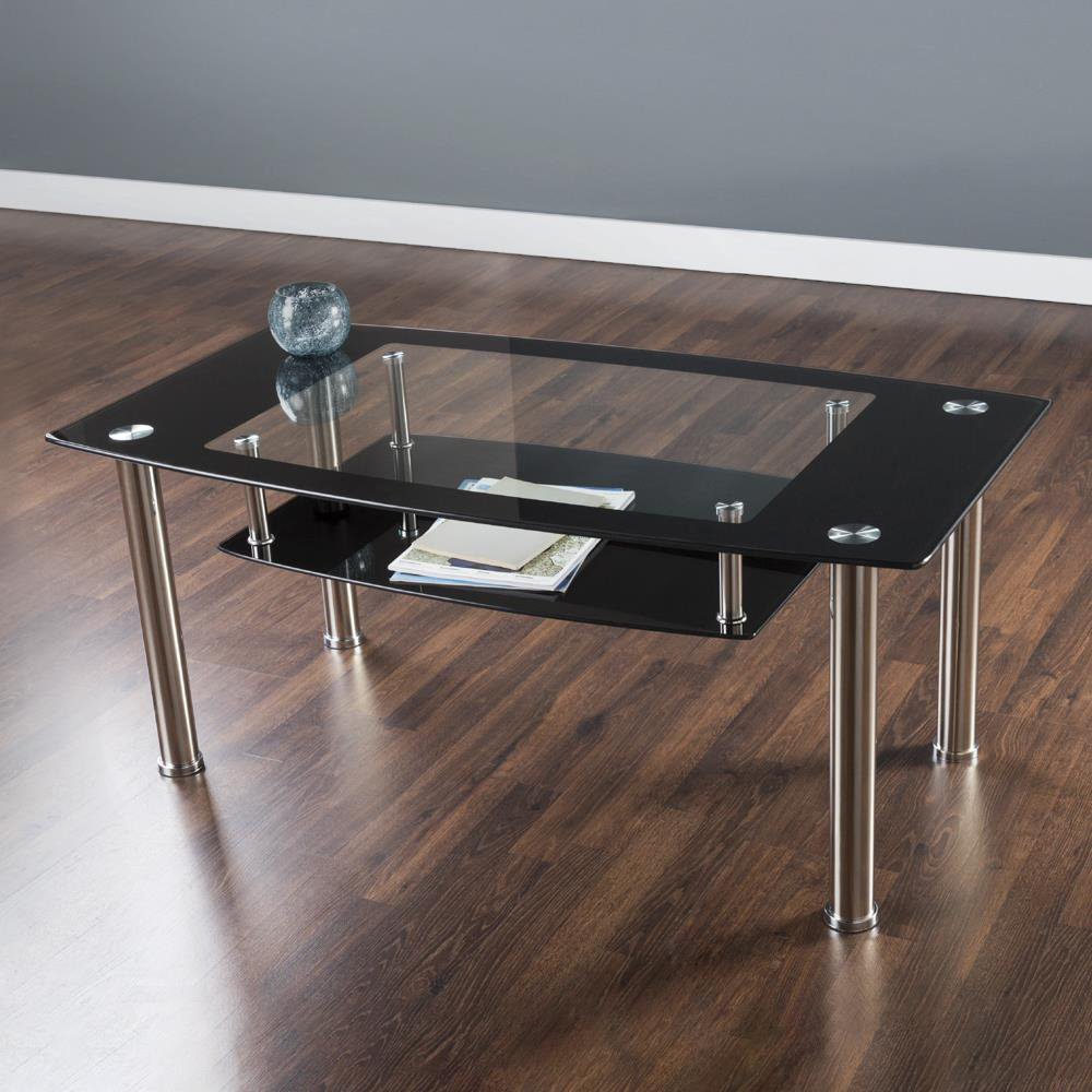 AVF Black Glass and Chrome Coffee Table Image 1