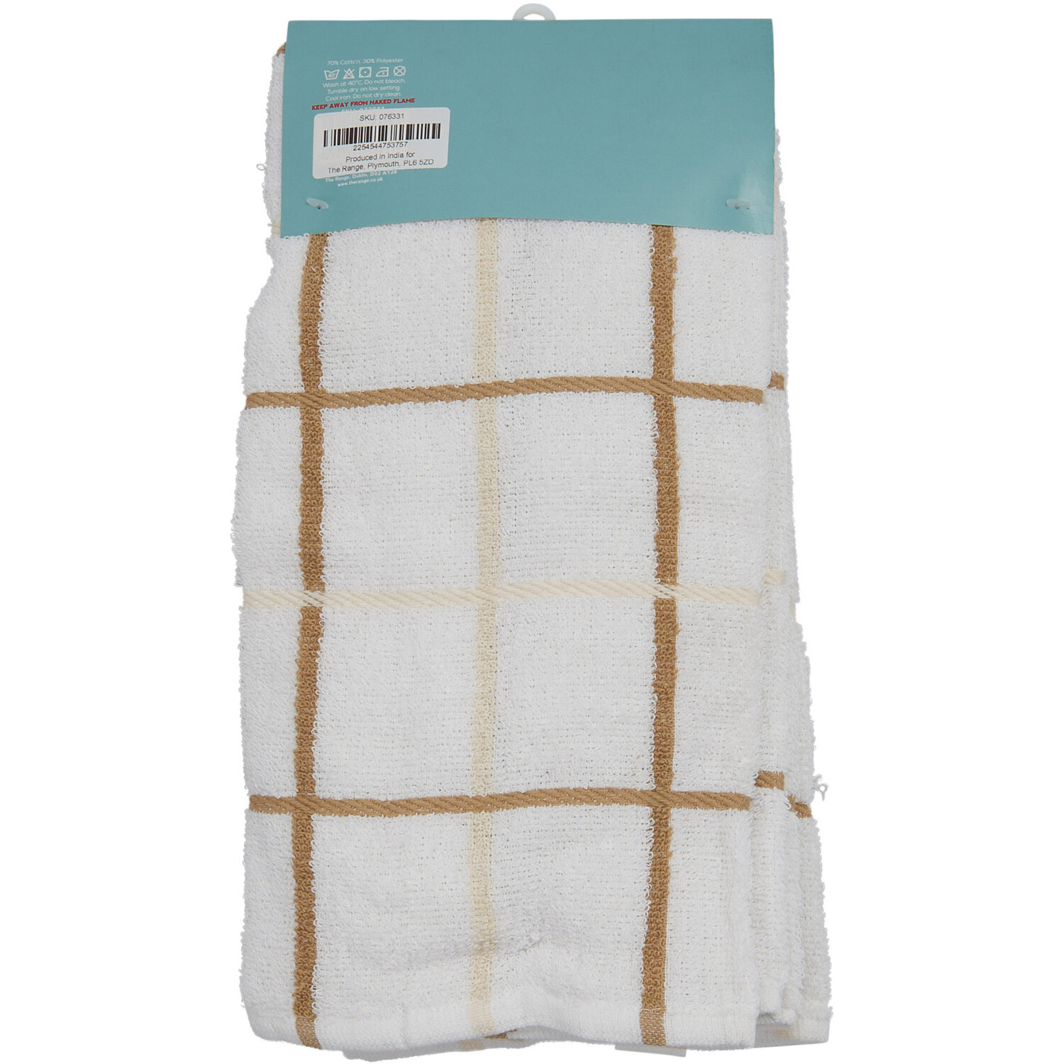 Pack of 2 Extra Large Check Tea Towels - Beige/Grey Image 2