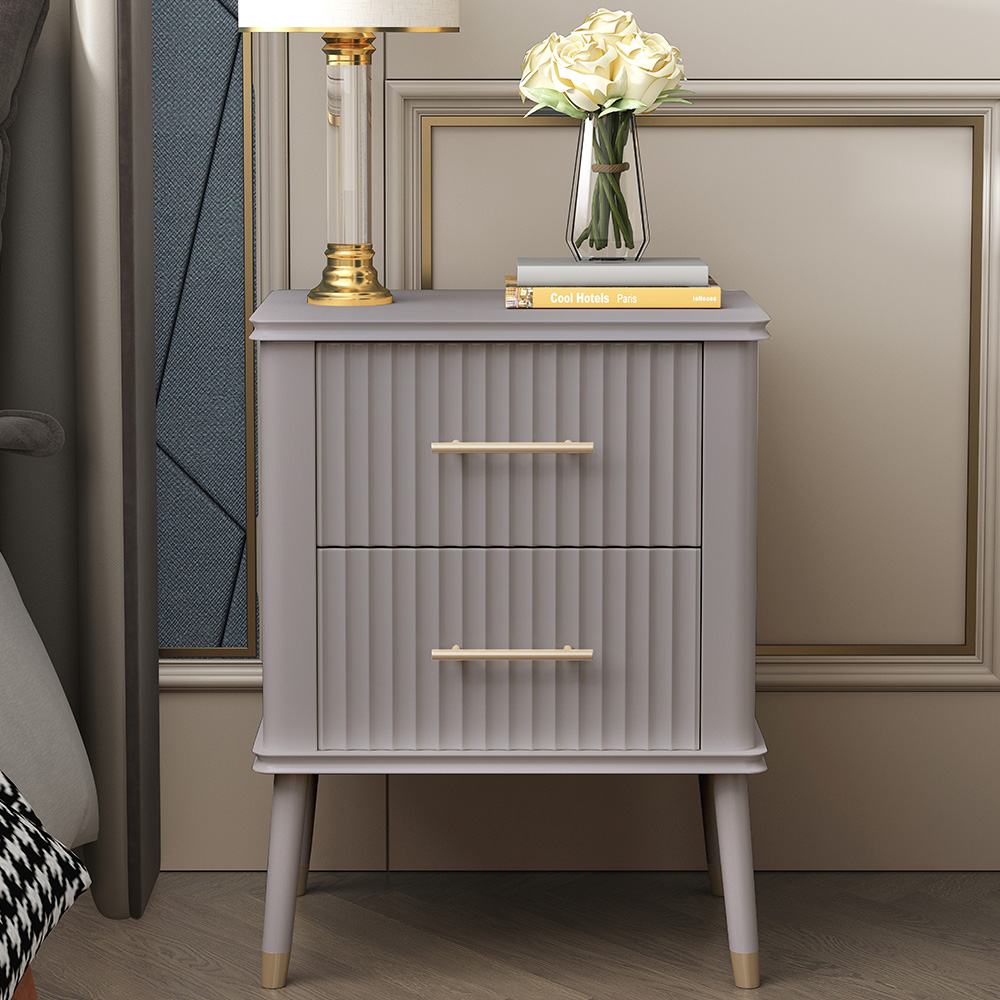 Cozzano 2 Drawer Grey Bedside Table Image 1