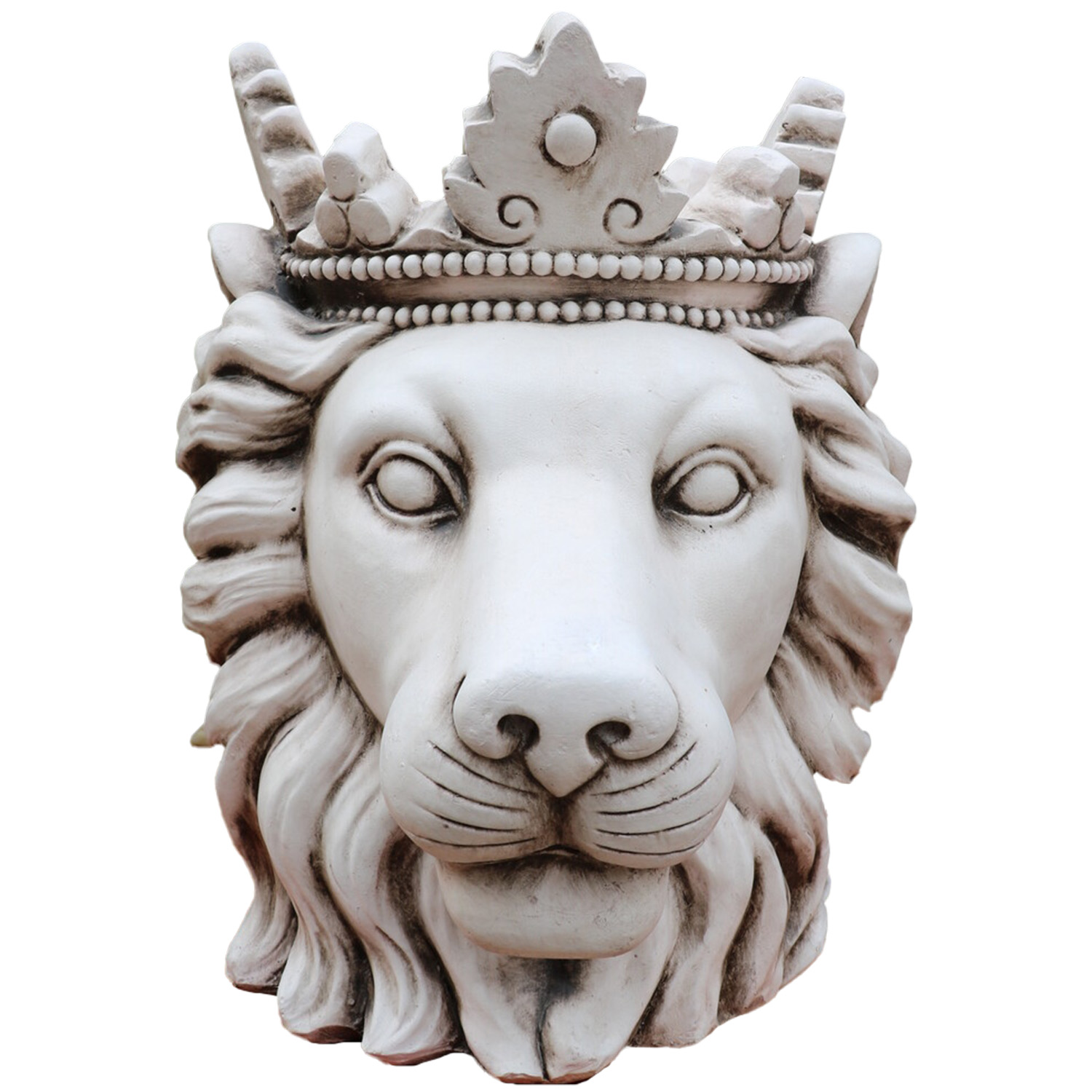 Lion Head with Crown Planter - Stone Image 1