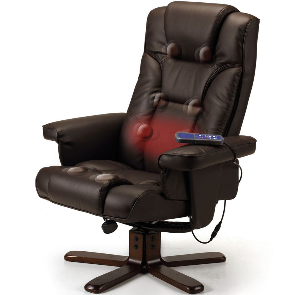 Julian Bowen Malmo Brown Massage Recliner Chair and Stool Image 3