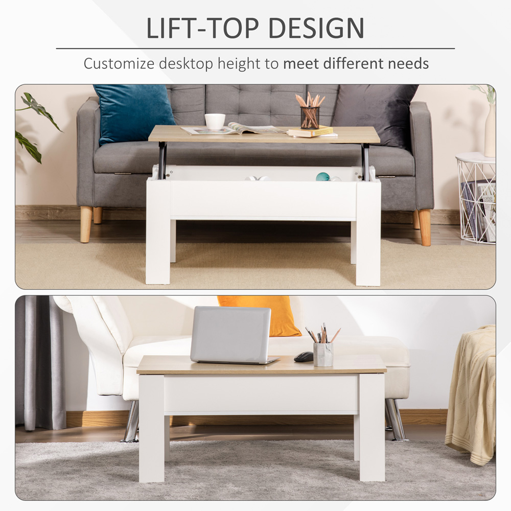Portland White and Brown Lift Top Coffee Table Image 5