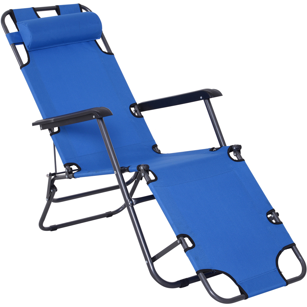 Outsunny 2 in 1 Blue Folding Recliner Chair and Sun Lounger Image 2