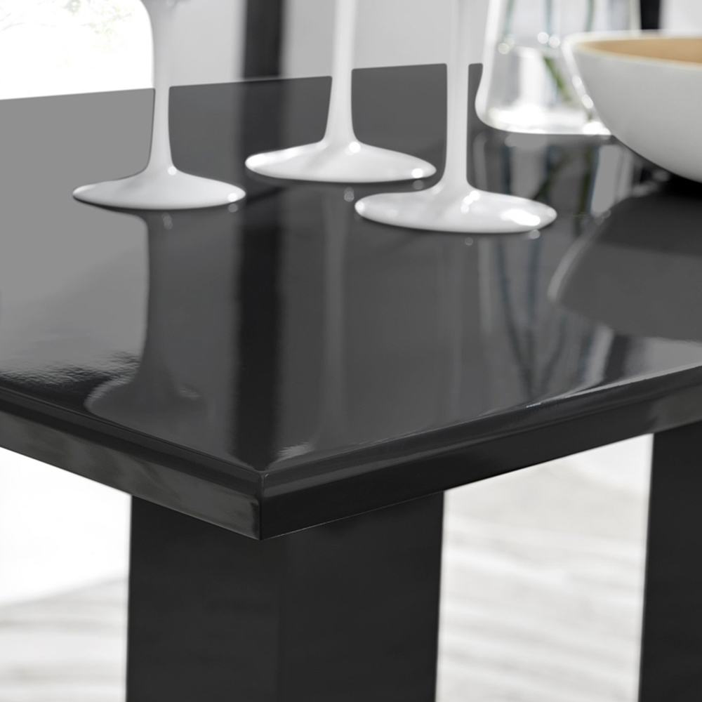 Furniturebox Molini Valera 6 Seater Dining Set Black High Gloss and Black Image 5