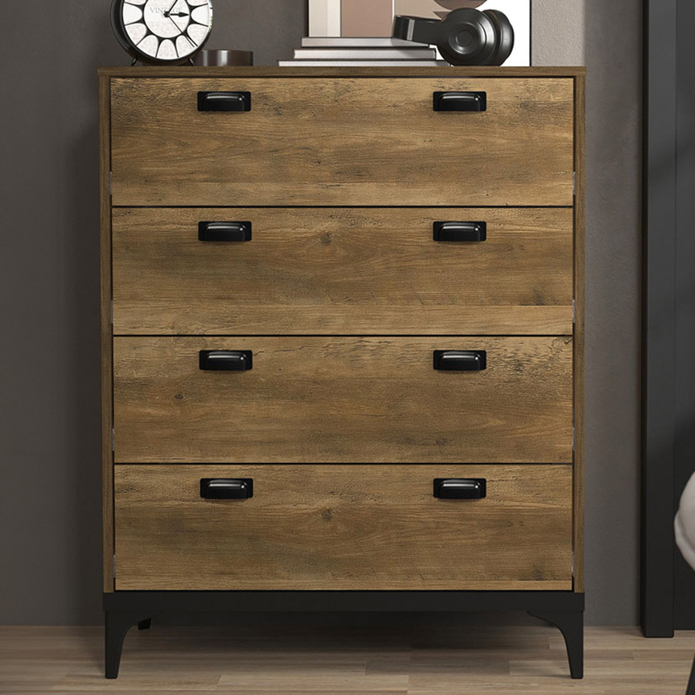 GFW Truro 4 Drawer Knotty Oak Chest of Drawers Image 1