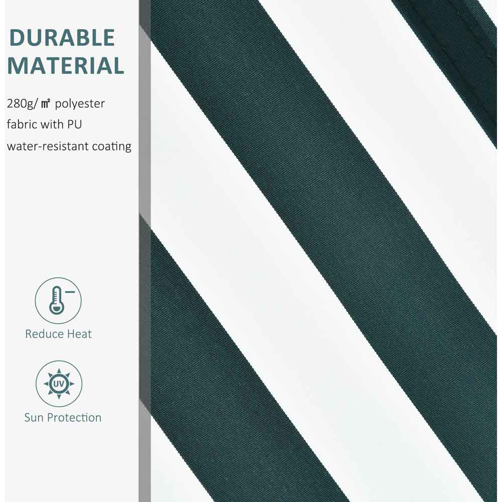 Outsunny Green and White Striped Retractable Awning 3.5 x 2.5m Image 5