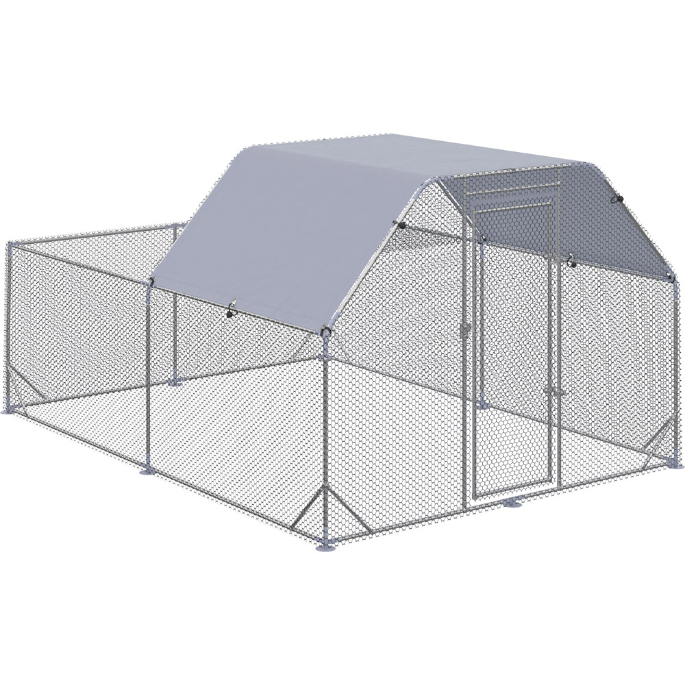 PawHut Walk In Chicken Run with Flat Roof and Cover 1.9 x 3 x 4m Image 1