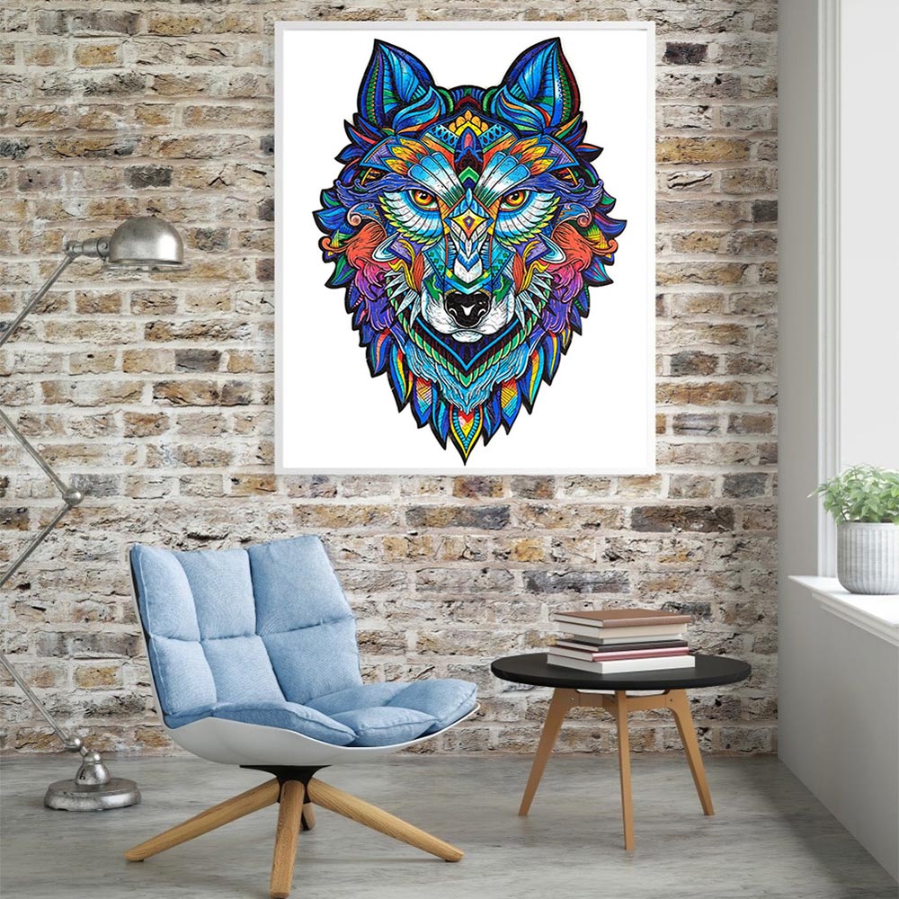 Living and Home 144 Piece Wooden Geometric Wolf Puzzle Multicolour Image 7