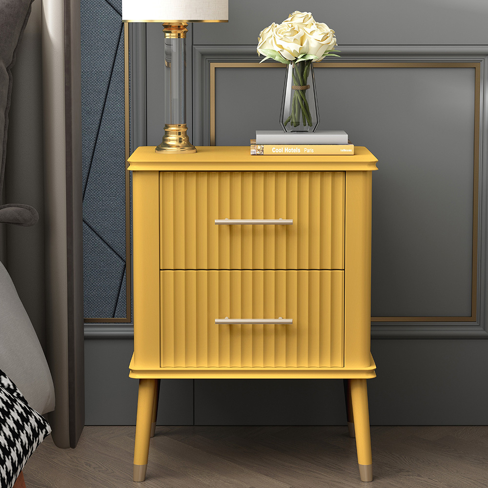 Cozzano 2 Drawer Mustard Bedside Table Image 1