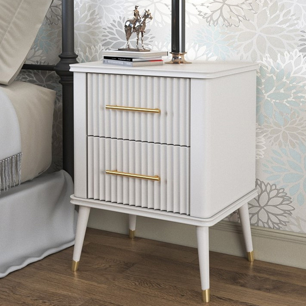 Cozzano 2 Drawer White Bedside Table Image 1