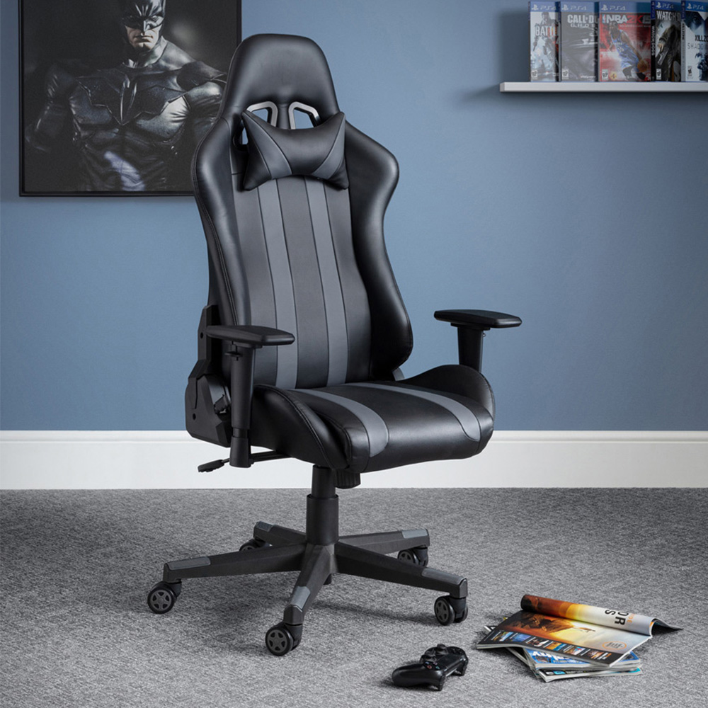 Julian Bowen Meteor Black Faux Leather Gaming Chair Image 1