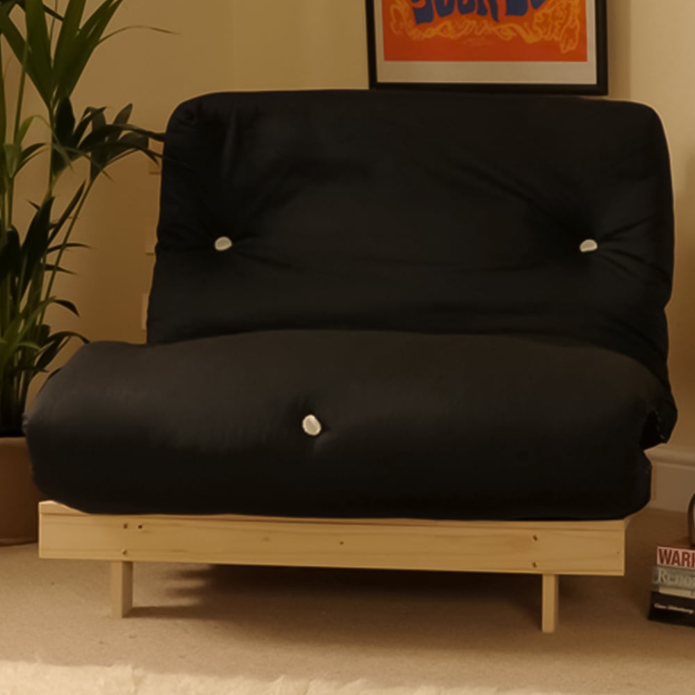 Brooklyn Luxury Small Double Sleeper Black Futon Base and Mattress Image 1
