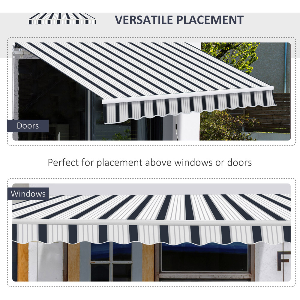 Outsunny Blue and White Striped Retractable Awning 4 x 3m Image 6