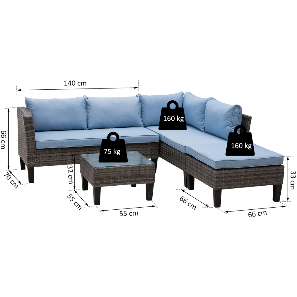 Outsunny 4 Seater Grey Rattan Lounge Set with Footstool Image 7