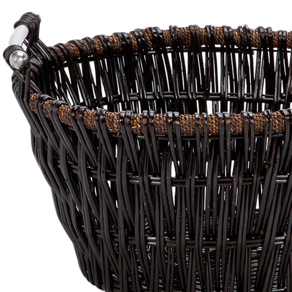 Inglenook Fireside Wicker Oval Log Basket with Chrome Handles Image 2