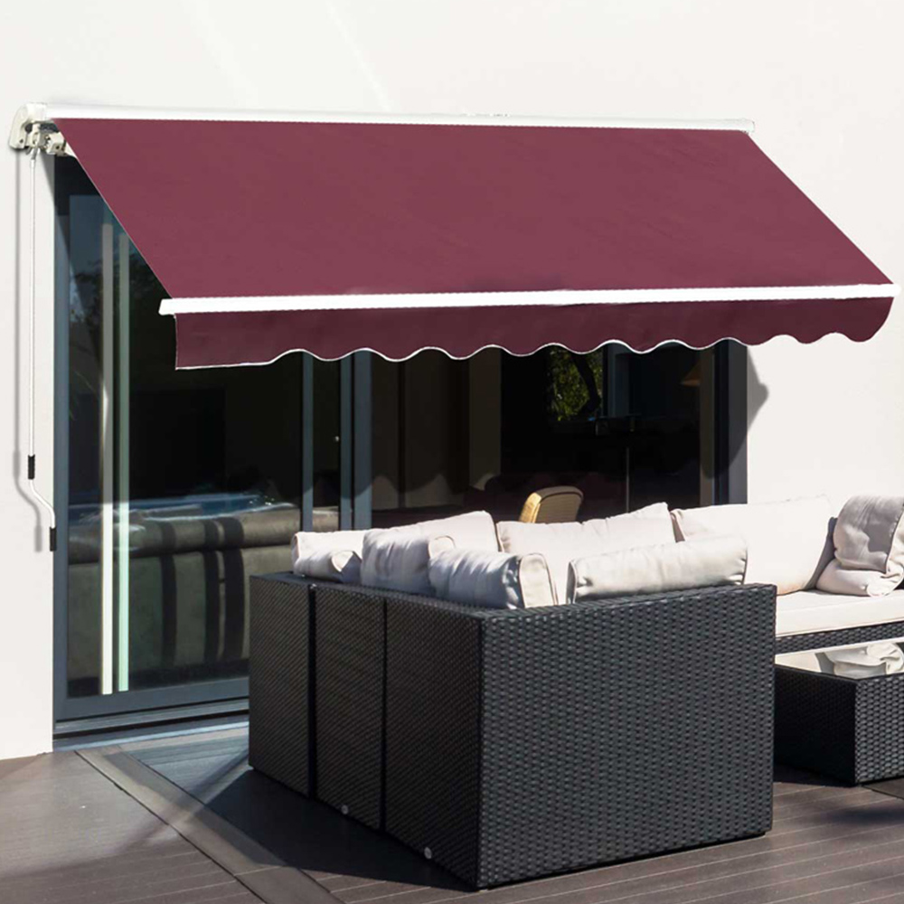 Outsunny Red Manual Retractable Awning 3 x 2.5m Image 1