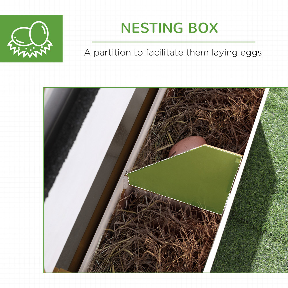PawHut White and Grey Hen House with Nesting Box and Removable Tray Image 2