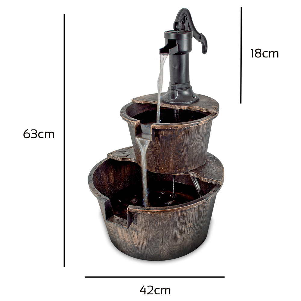 Gardenkraft 2 Tier Barrel Water Feature with 2.55m Cable Image 9